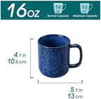 vancasso STARRY Coffee Mugs Set, 16 oz Ceramic Coffee Cups for Americano Hot Tea Iced Coffee Cold Brew Cocoa Milk Stoneware Mugs Set of 6, Dishwasher & Microwave Safe, Blue - Image 2