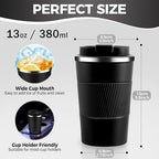 Volhoply 13 oz Stainless Steel Insulated Travel Coffee Mug with Fip Lid Bulk 4 Pack,Reusable Double Wall Vacuum Metal Coffee Cup,Portable Leak Proof Thermal Tumbler for Hot & Cold Drinks(Black,4) - Image 2