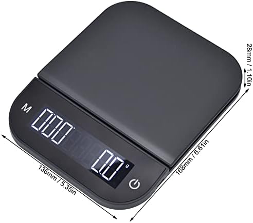 Tyenaza Coffee Scale, Digital Kitchen Scale, 3KG Large LED Backlit Coffee Scale Dual Units USB Charging Timing Function Scale for Home Kitchen Cafe - Image 3