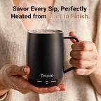 Tronco Temperature Control Heated Coffee Mug 14 oz – Rechargeable Self-Heating Coffee Cup with Lid – Manual Control, 3 Modes, 130 Min Battery Life, Auto Shut-Off (Rose) - Image 2