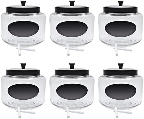 ICE N COLD Kitchen and Laundry Storage Glass Jar – Wide Mouth Round Glass Storage Container with Black Steel Lid and Chalkboard Label - 2 Sticks of Chalk Included (6, 3L | 101oz | 0.8 Gallon) by ICENCOLD