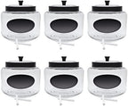 ICE N COLD Kitchen and Laundry Storage Glass Jar – Wide Mouth Round Glass Storage Container with Black Steel Lid and Chalkboard Label - 2 Sticks of Chalk Included (6, 3L | 101oz | 0.8 Gallon) by ICENCOLD