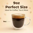Casafoyer 9 Oz Double Wall Glass Coffee Cups Set of 4, Borosilicate Espresso Mugs - Image 2