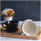 Coffee Dripper Ceramic Sector Drip Funnel Hand Brewed Filter Barista Pour Over Brewing Cup Black/White(White 101 (1-2 Cups)) - Image 3
