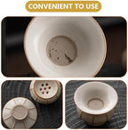 Alipis Ceramic Tea Strainer and Infuser Ru Kiln Porcelain Fine Mesh Filter with Base Small round Beige Tea Filter for Loose Leaf at Home - Image 5