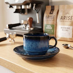 5.1 OZ Cappuccino Coffee Cup and Saucer Set, 4-piece ceramic coffee cup and saucer set, suitable for cappuccino, flat white, Americano, espresso, single-origin pour-over, and tea. (blue) - Image 4