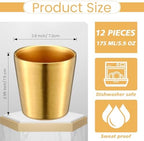 Amyhill 12 Pack Stainless Steel Cups Double Wall Insulated, Gold, 5.9 oz - Image 2
