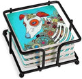 CafePress Dia Los Muertos, Day Of The Dead Dog Tumbled Stone - Set of 4 Coasters Set of 4 w/holder by CafePress