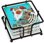 CafePress Dia Los Muertos, Day Of The Dead Dog Tumbled Stone - Set of 4 Coasters Set of 4 w/holder by CafePress