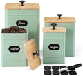 PERFNIQUE Kitchen Canisters, Airtight Canister Sets of 4 for Kitchen Counter, Sage Green Kitchen Accessories, Coffee Tea Sugar Flour Spice Tin Jars Food Storage (Sage Green) by PERFNIQUE
