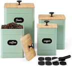 PERFNIQUE Kitchen Canisters, Airtight Canister Sets of 4 for Kitchen Counter, Sage Green Kitchen Accessories, Coffee Tea Sugar Flour Spice Tin Jars Food Storage (Sage Green) by PERFNIQUE