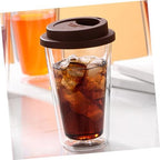 Happyyami Glass Coffee Mug with Silicone Lid Insulated Double Wall 350ml - Image 5