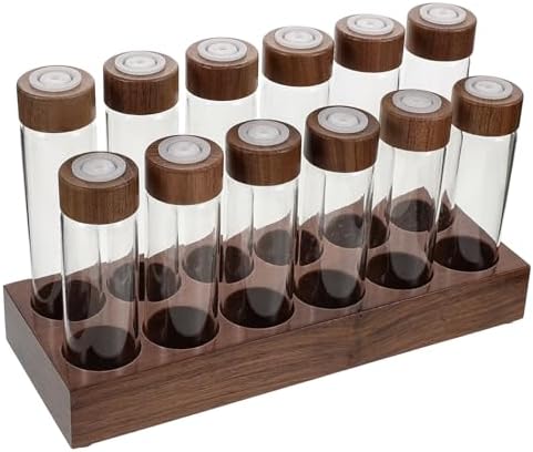 Garneck Single Serving Coffee Storage Tubes with Wooden Holder Glass by GARNECK