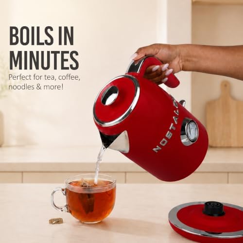 Nostalgia Retro Electric Kettle,1.7L Enamel-Coated Stainless Steel - Red - Image 3