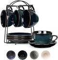 Stackable Cappuccino Cup Set of 4 [8oz] Activated Glazed Ceramic Coffee Cup by SIDUCAL