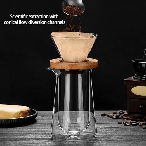 Insulated Borosilicate Glass Coffee Brewer Carafe and Dripper Set for Cold Brew and Hot Pour with Simple Double Wall Glass Pours Over Maker - Image 4