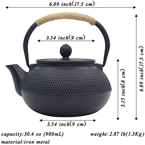 tetsubin Cast iron Tea Kettle workshop Healthy japanese Tea pot with Stainless Steel Infuser（30.4oz） - Image 2