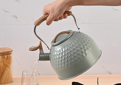 Tea Kettle Stovetop Whistling Teakettle Teapot, Stainless Steel, 3L (Green) - Image 4