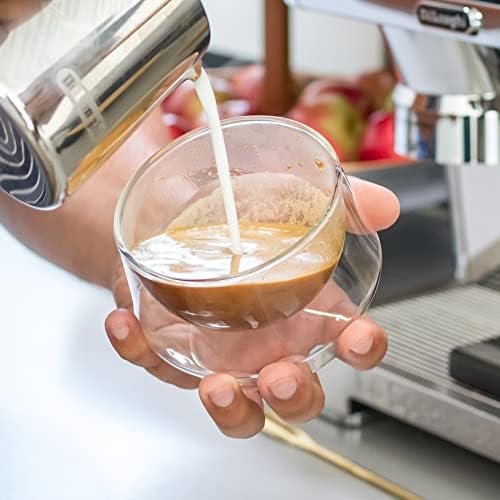 KRUVE IMAGINE Coffee Cups - Handcrafted Double-Wall Glass Cups (Set of 2, 6.5oz/200ml) - Perfect for Latte Art & Espresso - Durable Borosilicate Glass - Ideal Gift for Coffee Mugs Lovers - Cappuccino - Image 5