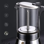 Zooke Classic Stovetop Espresso and Coffee Maker, Stovetop Espresso Maker Stainless Steel Italian Coffee Machine Maker, Crystal Glass 6 Espresso Cups Pot for Italian Cuban Café - Image 5