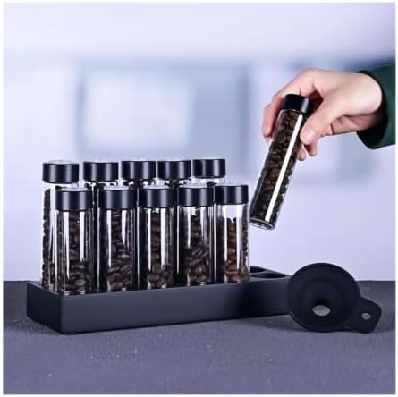 Glass Coffee Bean Storage Container 12 Single Dose Tubes Wood Stand - Image 7