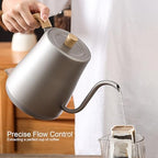 Gooseneck Digital Electric Kettle Set, 304 Stainless Steel Interior Programmed Temperatures with ±1℉ Temperature Control Function, 1000 Watt Rapid Boiling And Keep Warm Function,Silver - Image 2
