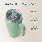 REDUCE 40 oz Stainless Steel Tumbler with Handle - Dual-Wall Vacuum Insulated Travel Mug, Sweat-Proof Lid & Reusable Straw - Keeps Drinks Cold for 24 Hrs, Fits Cupholders, Dishwasher Safe - Matcha - Image 5