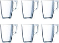 Luminarc New Set of 6 Breakfast Mugs Glass Coffee Mugs for Microwave 32cl, Black by Luminarc