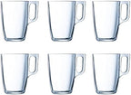Luminarc New Set of 6 Breakfast Mugs Glass Coffee Mugs for Microwave 32cl, Black by Luminarc