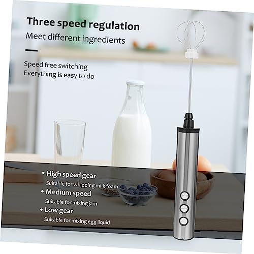 Handheld Electric Milk Frother 5v USB Rechargeable 3-speed Silver - Image 4