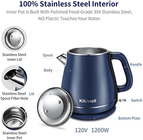1.8L Blue Electric Kettles Stainless Steel, Double Wall - Image 2