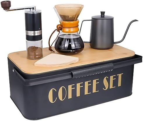 SOTECH Pour Over Coffee Maker Set Portable Pour Over Set-Manual Coffee Grinder Heatproof Glass Coffee Dripper for Traveling Camping by SOTECHLLC