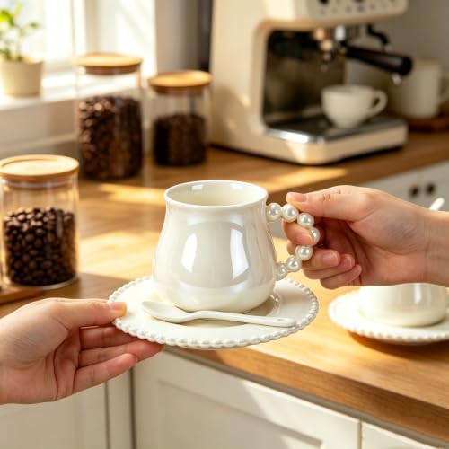 Cappuccino Cups Set of 4, 8oz Espresso Cups Set with Saucers and Spoons - Image 4