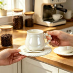 Cappuccino Cups Set of 4, 8oz Espresso Cups Set with Saucers and Spoons - Image 4