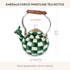 MACKENZIE-CHILDS Whistling Tea Kettle, Green-and-White Emerald Check - Image 4