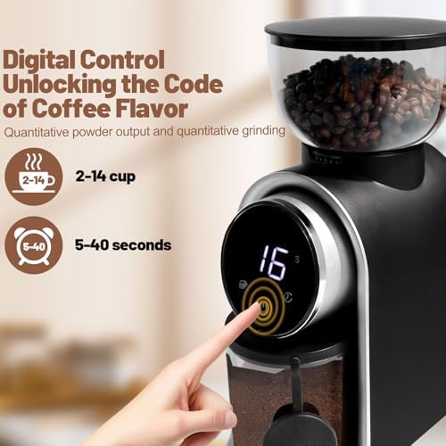 9 Cup Aluminum Espresso Stovetop Moka Pot Express Coffee Maker Percolator Italian Classic Mocha Coffee Machine with Black Electric Coffee Grinder Touchscreen 2-14 Cup Conical Burr Coffee Grinde - Image 5