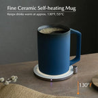 Ui Artist Collection Self-Heating Mug Set | 12 fl oz / 355 mL Ceramic Coffee Mug Warmer, Infrared Temperature Control Heating Mug with OHOM Pad Max for Coffee & Tea (Midnight Abyss) - Image 2