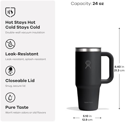Hydro Flask Coffee Travel Tumbler Mug – Insulated Stainless Steel, Leak Resistant Hot & Iced Coffee Cup 24 Oz Harbor Blue - Image 3