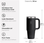 Hydro Flask Coffee Travel Tumbler Mug – Insulated Stainless Steel, Leak Resistant Hot & Iced Coffee Cup 24 Oz Mermaid Green - Image 3