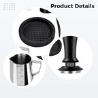 7 Pcs 51 mm Espresso Accessories Kit, Calibrated Spring Loaded Coffee Tamper, Multi Needle Stainless WDT Tool, Milk Frothing Pitcher, Latte Art Stencils, Barista Tool Set - Image 4