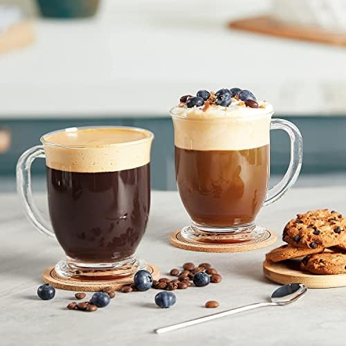 Mfacoy Glass Coffee Mugs Set of 6, Clear Large Coffee Mug 15 Oz With Handles for Hot Beverages, Clear Mugs for Tea, Cappuccino, Latte, Espresso Coffee, Juice, Glass Coffee Cups - Image 6
