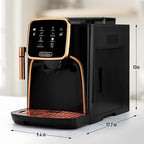 Zulay Kitchen Magia Automatic Espresso Machine – Clasica, Black Copper – Super Automatic Coffee Maker with Built-in Grinder, Steam Wand, Self-Cleaning, Touch Panel, for Bean & Ground Coffee - Image 2