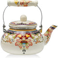 Saihisday Floral Teapot Enamel Afternoon Tea Kettle For Stovetop, 2.5L Large Flowered Tea Kettle with Ceramic Handel for Afternoon Tea Wedding Party Housewarming Gift by Saihisday