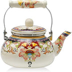 Saihisday Floral Teapot Enamel Afternoon Tea Kettle For Stovetop, 2.5L Large Flowered Tea Kettle with Ceramic Handel for Afternoon Tea Wedding Party Housewarming Gift by Saihisday