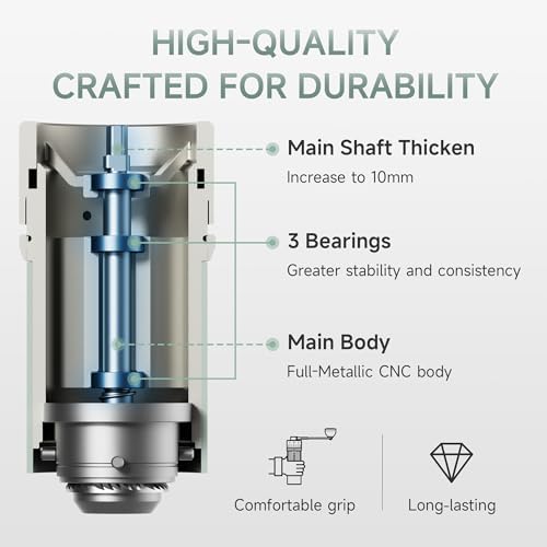 STARESSO D9 Manual Coffee Grinder, SwiftClean System | 0.008mm Ultra-Precise Adjustment | Professional Hand Grinder for Espresso, Pour Over (Starlight) - Image 5