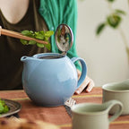 Zero Japan 34 oz Ceramic Teapot with Infuser for Loose Tea - Smooth-Pour Spout, Dishwasher Safe Large Ceramic Loose Leaf Tea Pot (Stainless Steel Infuser & Lid Removable), Ocean - Image 2