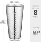 Beasea Stainless Steel Cups 19 oz, 8 Pack Large 18.6oz 550ml Stainless Steel Drinking Cups Water Tumbler Stackable Double Wall Insulated Individual Metal Pint Glasses Tin for Home Party Camping - Image 2