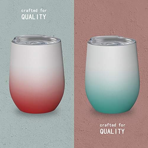 Insulated Wine Tumblers with Lid 12 oz Stainless Steel Cups Set of 2 - Image 2