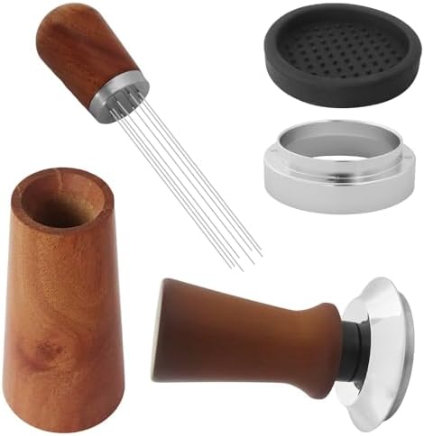 Improved Fit For 51mm Basket Espresso Kit - 30lb Calibrated Tamper, 8-Needle Tool, Magnetic Funnel by Teemuday