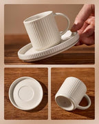 famiware 3oz Espresso Cups and Saucers, Set of 4, Matte White - Image 4